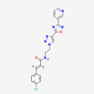 molecular formula C20H16ClN7O2 B2648109 (E)-3-(4-氯苯基)-N-(2-(4-(3-(吡啶-3-基)-1,2,4-恶二唑-5-基)-1H-1,2,3-三唑-1-基)乙基)丙烯酰胺 CAS No. 2035036-05-4