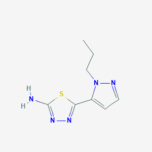 molecular formula C8H11N5S B2648113 5-(2-Propylpyrazol-3-yl)-1,3,4-thiadiazol-2-amine CAS No. 1484688-62-1