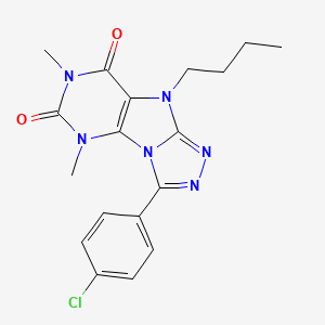 molecular formula C18H19ClN6O2 B2648116 9-butyl-3-(4-chlorophenyl)-5,7-dimethyl-5H-[1,2,4]triazolo[4,3-e]purine-6,8(7H,9H)-dione CAS No. 921858-32-4