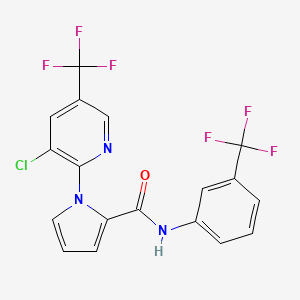 molecular formula C18H10ClF6N3O B2648121 1-[3-chloro-5-(trifluoromethyl)pyridin-2-yl]-N-[3-(trifluoromethyl)phenyl]pyrrole-2-carboxamide CAS No. 338956-42-6