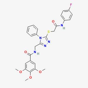 molecular formula C27H26FN5O5S B2648123 N-((5-((2-((4-fluorophenyl)amino)-2-oxoethyl)thio)-4-phenyl-4H-1,2,4-triazol-3-yl)methyl)-3,4,5-trimethoxybenzamide CAS No. 393873-14-8
