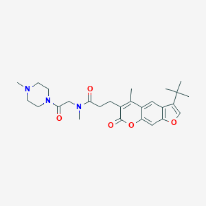 molecular formula C27H35N3O5 B264813 3-(3-tert-butyl-5-methyl-7-oxo-7H-furo[3,2-g]chromen-6-yl)-N-methyl-N-[2-(4-methyl-1-piperazinyl)-2-oxoethyl]propanamide 