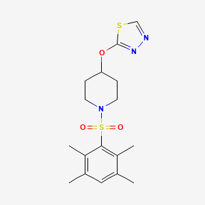 molecular formula C17H23N3O3S2 B2648150 2-((1-((2,3,5,6-Tetramethylphenyl)sulfonyl)piperidin-4-yl)oxy)-1,3,4-thiadiazole CAS No. 2178773-33-4