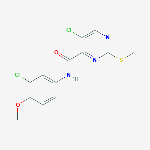 molecular formula C13H11Cl2N3O2S B2648155 5-chloro-N-(3-chloro-4-methoxyphenyl)-2-(methylsulfanyl)pyrimidine-4-carboxamide CAS No. 879936-77-3