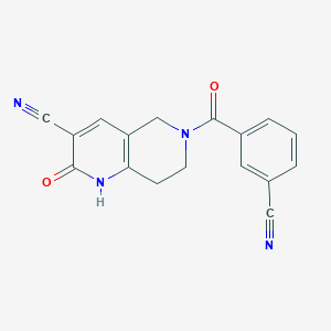 molecular formula C17H12N4O2 B2648172 6-(3-Cyanobenzoyl)-2-oxo-1,2,5,6,7,8-hexahydro-1,6-naphthyridine-3-carbonitrile CAS No. 2034356-25-5