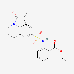 molecular formula C21H22N2O5S B2648177 ethyl 2-(1-methyl-2-oxo-2,4,5,6-tetrahydro-1H-pyrrolo[3,2,1-ij]quinoline-8-sulfonamido)benzoate CAS No. 898411-66-0