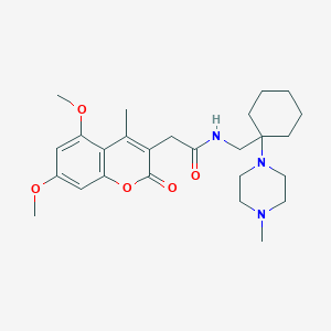 molecular formula C26H37N3O5 B264818 2-(5,7-dimethoxy-4-methyl-2-oxo-2H-chromen-3-yl)-N-{[1-(4-methyl-1-piperazinyl)cyclohexyl]methyl}acetamide 