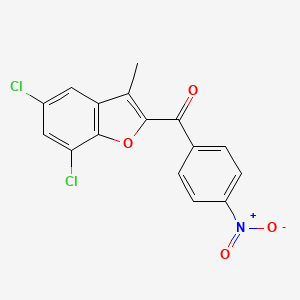 molecular formula C16H9Cl2NO4 B2648182 (5,7-Dichloro-3-methyl-1-benzofuran-2-yl)(4-nitrophenyl)methanone CAS No. 306979-10-2