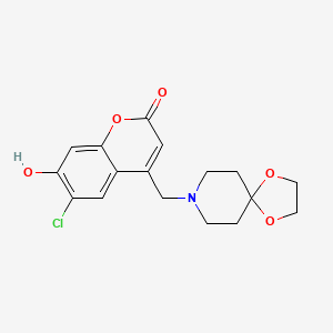 molecular formula C17H18ClNO5 B2648187 6-Chloro-4-(1,4-dioxa-8-azaspiro[4.5]decan-8-ylmethyl)-7-hydroxychromen-2-one CAS No. 887209-77-0