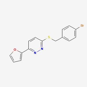 molecular formula C15H11BrN2OS B2648188 3-[(4-Bromophenyl)methylthio]-6-(2-furanyl)pyridazine CAS No. 872704-51-3