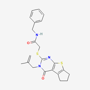 molecular formula C22H23N3O2S2 B2648206 N-benzyl-2-((3-(2-methylallyl)-4-oxo-4,5,6,7-tetrahydro-3H-cyclopenta[4,5]thieno[2,3-d]pyrimidin-2-yl)thio)acetamide CAS No. 701219-17-2
