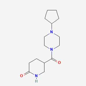 molecular formula C15H25N3O2 B2648213 5-(4-Cyclopentylpiperazine-1-carbonyl)piperidin-2-one CAS No. 1497905-76-6