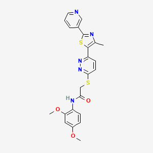 molecular formula C23H21N5O3S2 B2648232 N-(2,4-dimethoxyphenyl)-2-((6-(4-methyl-2-(pyridin-3-yl)thiazol-5-yl)pyridazin-3-yl)thio)acetamide CAS No. 954698-55-6