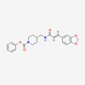 molecular formula C23H24N2O5 B2648235 (E)-phenyl 4-((3-(benzo[d][1,3]dioxol-5-yl)acrylamido)methyl)piperidine-1-carboxylate CAS No. 1235704-33-2