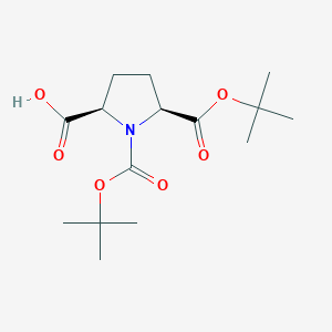 molecular formula C15H25NO6 B2648241 (2R,5S)-1,5-Bis[(2-methylpropan-2-yl)oxycarbonyl]pyrrolidine-2-carboxylic acid CAS No. 2227749-31-5