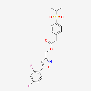 molecular formula C21H19F2NO5S B2648242 （5-（2，4-二氟苯基）异恶唑-3-基）甲基2-（4-（异丙基磺酰基）苯基）乙酸酯 CAS No. 1209083-69-1
