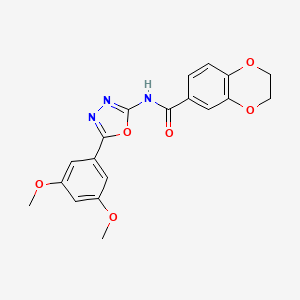 molecular formula C19H17N3O6 B2648257 N-[5-(3,5-二甲氧基苯基)-1,3,4-恶二唑-2-基]-2,3-二氢-1,4-苯并二恶英-6-甲酰胺 CAS No. 865286-98-2