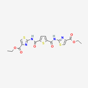 molecular formula C18H16N4O6S3 B2648259 Ethyl 2-[[5-[(4-ethoxycarbonyl-1,3-thiazol-2-yl)carbamoyl]thiophene-2-carbonyl]amino]-1,3-thiazole-4-carboxylate CAS No. 391896-40-5