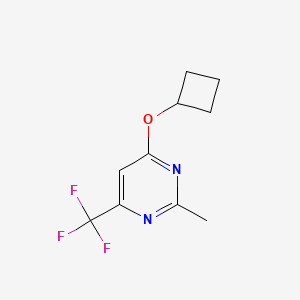 molecular formula C10H11F3N2O B2648270 4-Cyclobutoxy-2-methyl-6-(trifluoromethyl)pyrimidine CAS No. 2189434-35-1