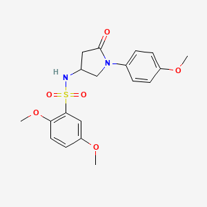 molecular formula C19H22N2O6S B2648277 2,5-dimethoxy-N-(1-(4-methoxyphenyl)-5-oxopyrrolidin-3-yl)benzenesulfonamide CAS No. 896311-56-1