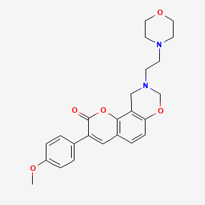 molecular formula C24H26N2O5 B2648307 3-(4-methoxyphenyl)-9-(2-morpholinoethyl)-9,10-dihydrochromeno[8,7-e][1,3]oxazin-2(8H)-one CAS No. 946235-37-6