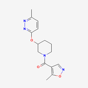 molecular formula C15H18N4O3 B2648315 (5-Methylisoxazol-4-yl)(3-((6-methylpyridazin-3-yl)oxy)piperidin-1-yl)methanone CAS No. 2034251-29-9