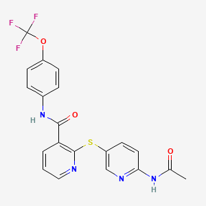 molecular formula C20H15F3N4O3S B2648319 2-{[6-(acetylamino)-3-pyridinyl]sulfanyl}-N-[4-(trifluoromethoxy)phenyl]nicotinamide CAS No. 343373-14-8