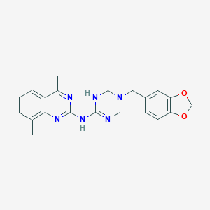 molecular formula C21H22N6O2 B264832 N-[5-(1,3-benzodioxol-5-ylmethyl)-1,4,5,6-tetrahydro-1,3,5-triazin-2-yl]-4,8-dimethylquinazolin-2-amine 
