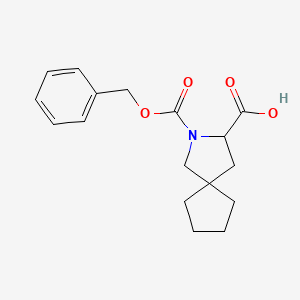 molecular formula C17H21NO4 B2648322 2-Phenylmethoxycarbonyl-2-azaspiro[4.4]nonane-3-carboxylic acid CAS No. 2287270-96-4