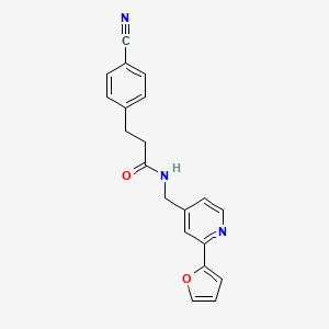 molecular formula C20H17N3O2 B2648327 3-(4-cyanophenyl)-N-((2-(furan-2-yl)pyridin-4-yl)methyl)propanamide CAS No. 2034438-82-7