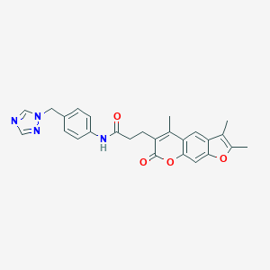 molecular formula C26H24N4O4 B264835 N-[4-(1H-1,2,4-triazol-1-ylmethyl)phenyl]-3-(2,3,5-trimethyl-7-oxo-7H-furo[3,2-g]chromen-6-yl)propanamide 