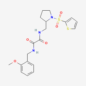 molecular formula C19H23N3O5S2 B2648351 N1-(2-methoxybenzyl)-N2-((1-(thiophen-2-ylsulfonyl)pyrrolidin-2-yl)methyl)oxalamide CAS No. 887862-91-1