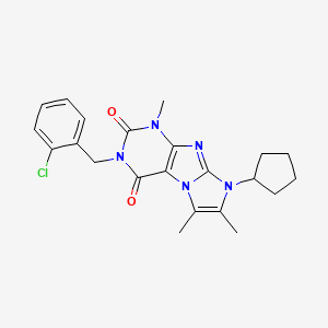 molecular formula C22H24ClN5O2 B2648361 3-(2-氯苄基)-8-环戊基-1,6,7-三甲基-1H-咪唑并[2,1-f]嘌呤-2,4(3H,8H)-二酮 CAS No. 923427-60-5