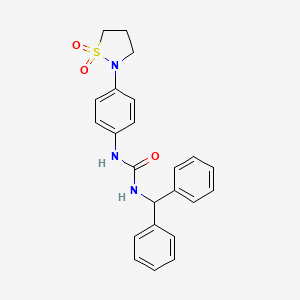 molecular formula C23H23N3O3S B2648376 1-苯基甲基-3-(4-(1,1-二氧化异噻唑烷-2-基)苯基)脲 CAS No. 1203289-75-1