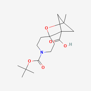 molecular formula C16H25NO5 B2648386 1'-(tert-Butoxycarbonyl)-4-methyl-3-oxaspiro[bicyclo[2.1.1]hexane-2,4'-piperidine]-1-carboxylic acid CAS No. 2225141-56-8