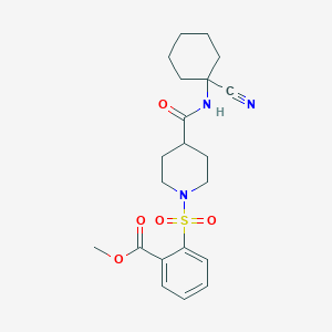 molecular formula C21H27N3O5S B2648387 Methyl 2-({4-[(1-cyanocyclohexyl)carbamoyl]piperidin-1-yl}sulfonyl)benzoate CAS No. 1423803-56-8