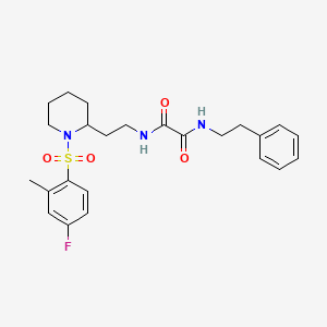 molecular formula C24H30FN3O4S B2648388 N1-(2-(1-((4-氟-2-甲基苯基)磺酰基)哌啶-2-基)乙基)-N2-苯乙氧草酰胺 CAS No. 898407-26-6