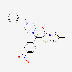 molecular formula C23H24N6O3S B2648389 5-((4-Benzylpiperazin-1-yl)(4-nitrophenyl)methyl)-2-methylthiazolo[3,2-b][1,2,4]triazol-6-ol CAS No. 851969-22-7
