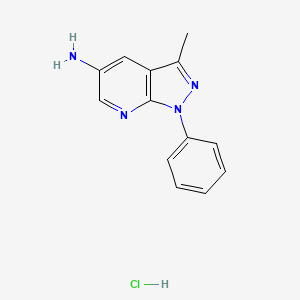molecular formula C13H13ClN4 B2648396 3-methyl-1-phenyl-1H-pyrazolo[3,4-b]pyridin-5-amine hydrochloride CAS No. 1794300-26-7