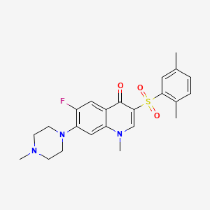 molecular formula C23H26FN3O3S B2648399 3-((2,5-dimethylphenyl)sulfonyl)-6-fluoro-1-methyl-7-(4-methylpiperazin-1-yl)quinolin-4(1H)-one CAS No. 892780-15-3