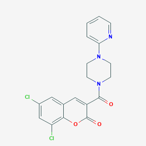 molecular formula C19H15Cl2N3O3 B2648402 6,8-dichloro-3-(4-(pyridin-2-yl)piperazine-1-carbonyl)-2H-chromen-2-one CAS No. 919032-81-8