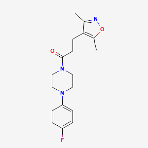 molecular formula C18H22FN3O2 B2648407 3-(3,5-Dimethyl-1,2-oxazol-4-yl)-1-[4-(4-fluorophenyl)piperazin-1-yl]propan-1-one CAS No. 1235637-84-9