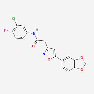 2-(5-(benzo[d][1,3]dioxol-5-yl)isoxazol-3-yl)-N-(3-chloro-4-fluorophenyl)acetamide