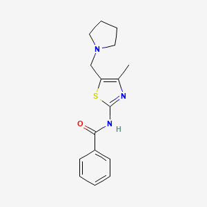 molecular formula C16H19N3OS B2648417 N-[(2E)-4-methyl-5-(pyrrolidin-1-ylmethyl)-1,3-thiazol-2(3H)-ylidene]benzamide CAS No. 940984-11-2