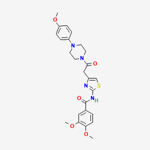 molecular formula C25H28N4O5S B2648424 3,4-dimethoxy-N-(4-{2-[4-(4-methoxyphenyl)piperazin-1-yl]-2-oxoethyl}-1,3-thiazol-2-yl)benzamide CAS No. 1005294-89-2