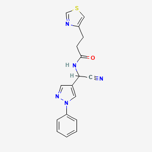 molecular formula C17H15N5OS B2648426 N-[cyano(1-phenyl-1H-pyrazol-4-yl)methyl]-3-(1,3-thiazol-4-yl)propanamide CAS No. 1355917-38-2
