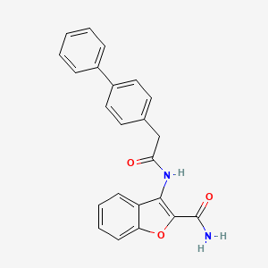 molecular formula C23H18N2O3 B2648427 3-[[2-(4-Phenylphenyl)acetyl]amino]-1-benzofuran-2-carboxamide CAS No. 898354-95-5