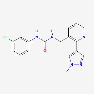 molecular formula C17H16ClN5O B2648434 1-(3-chlorophenyl)-3-((2-(1-methyl-1H-pyrazol-4-yl)pyridin-3-yl)methyl)urea CAS No. 2034424-67-2