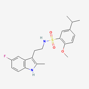 molecular formula C21H25FN2O3S B2648477 N-[2-(5-fluoro-2-methyl-1H-indol-3-yl)ethyl]-2-methoxy-5-(propan-2-yl)benzene-1-sulfonamide CAS No. 695218-36-1