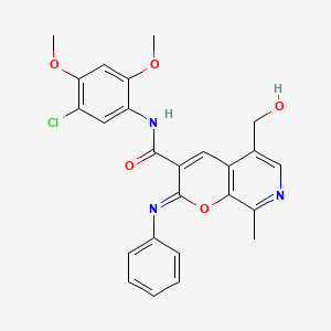 (2Z)-N-(5-chloro-2,4-dimethoxyphenyl)-5-(hydroxymethyl)-8-methyl-2-(phenylimino)-2H-pyrano[2,3-c]pyridine-3-carboxamide
